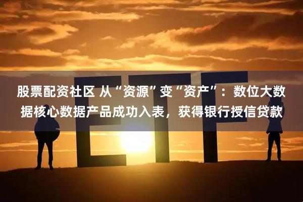 股票配资社区 从“资源”变“资产”：数位大数据核心数据产品成功入表，获得银行授信贷款